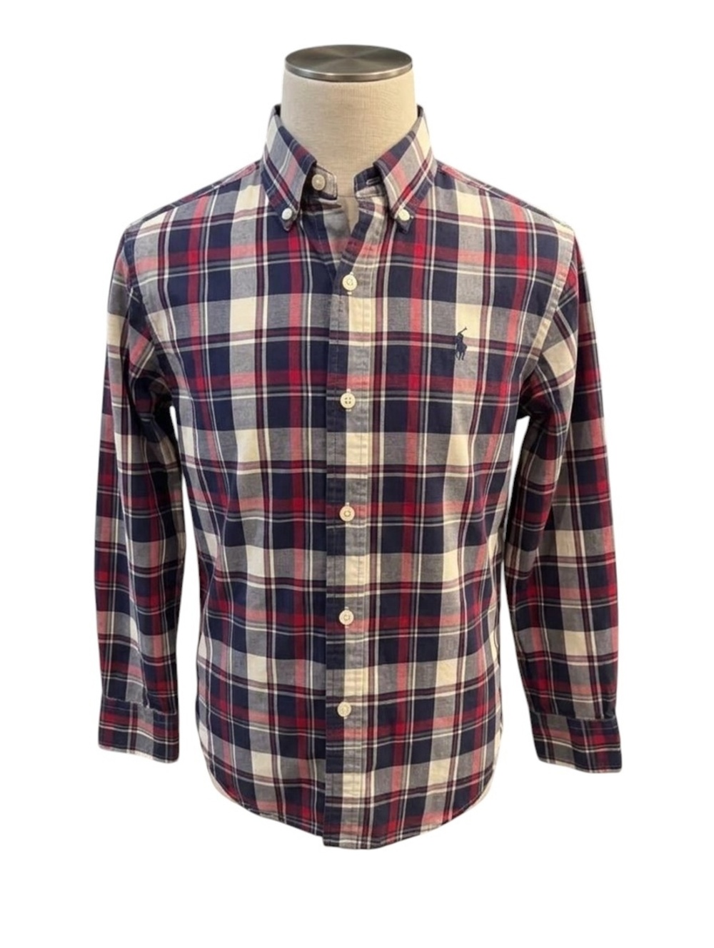 Polo Ralph Lauren Boys Plaid Cotton Long-Sleeve Button-Up Shirt - Size M